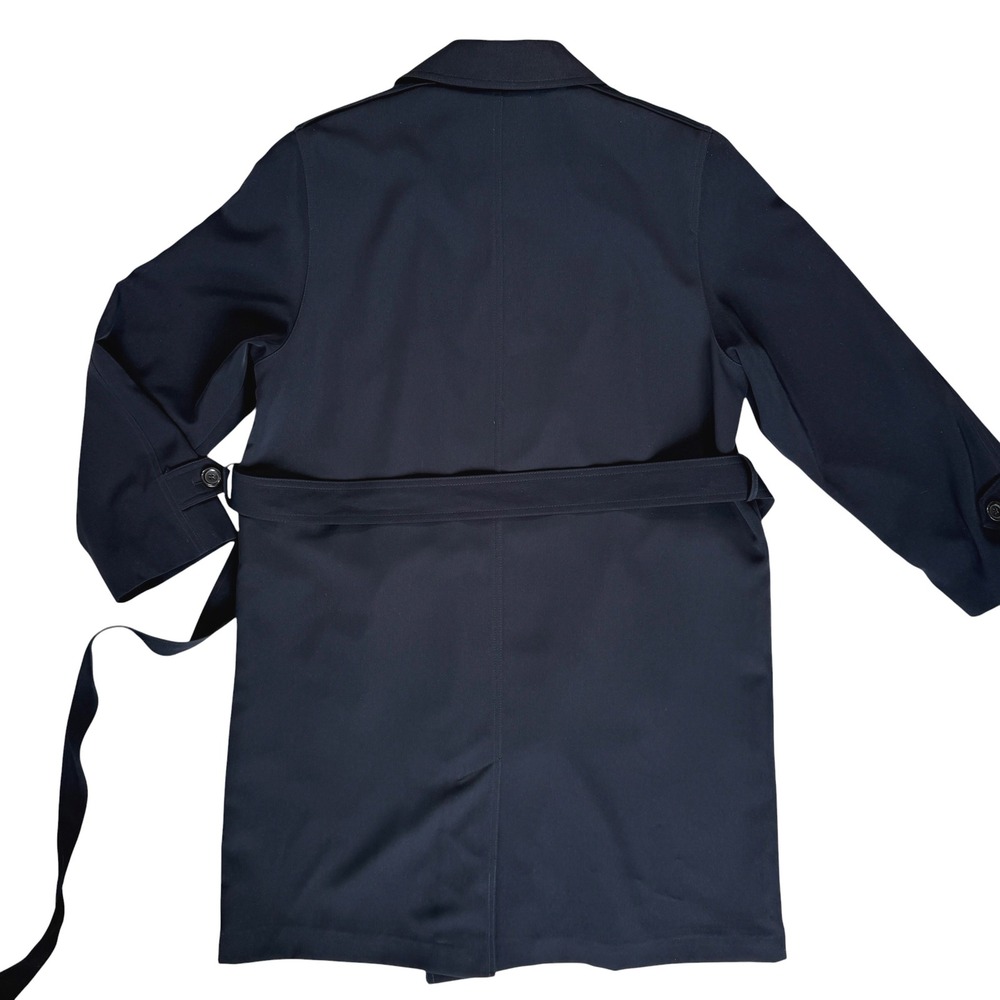 Talbots Trench Coat Women 12P Navy Double Breasted Belted Professional Classic - Picture 6 of 16